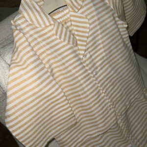 Pijama din bumbac în dungi galbene