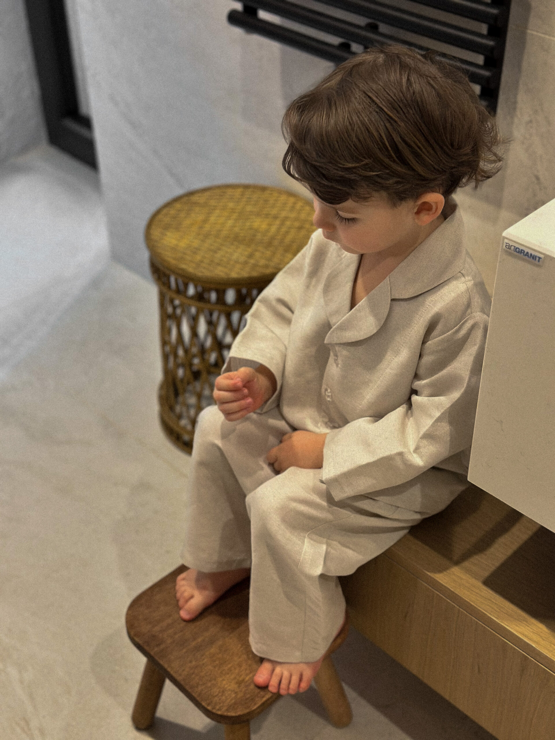 Pijama bej din in pur