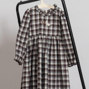 Rochie în carouri cu broderie manuală iepuraș , 4 ani