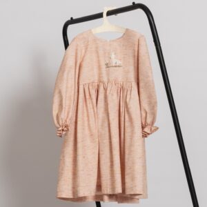 Rochie oranj pudră cu broderie iepuraș