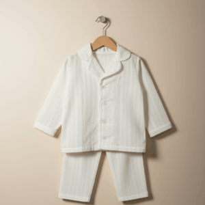 Pijama alba cu bieu 100% Bumbac