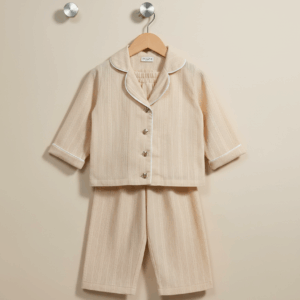 Pijama bej cu bieu 100% Bumbac