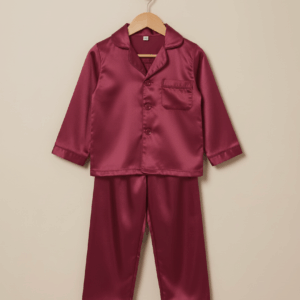 Pijama roşie cu bieu bordo