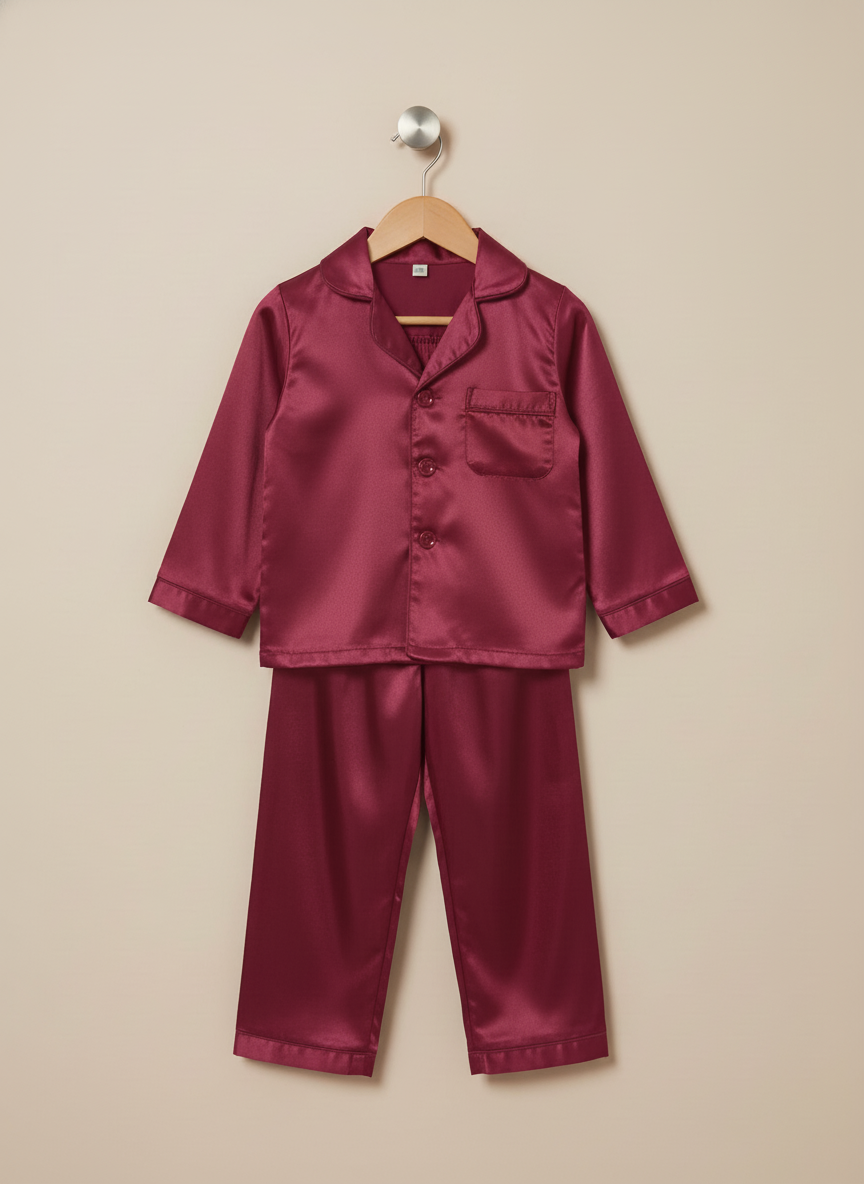 Pijama roşie cu bieu bordo