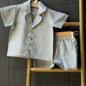 Costum de in, bleu-melanj